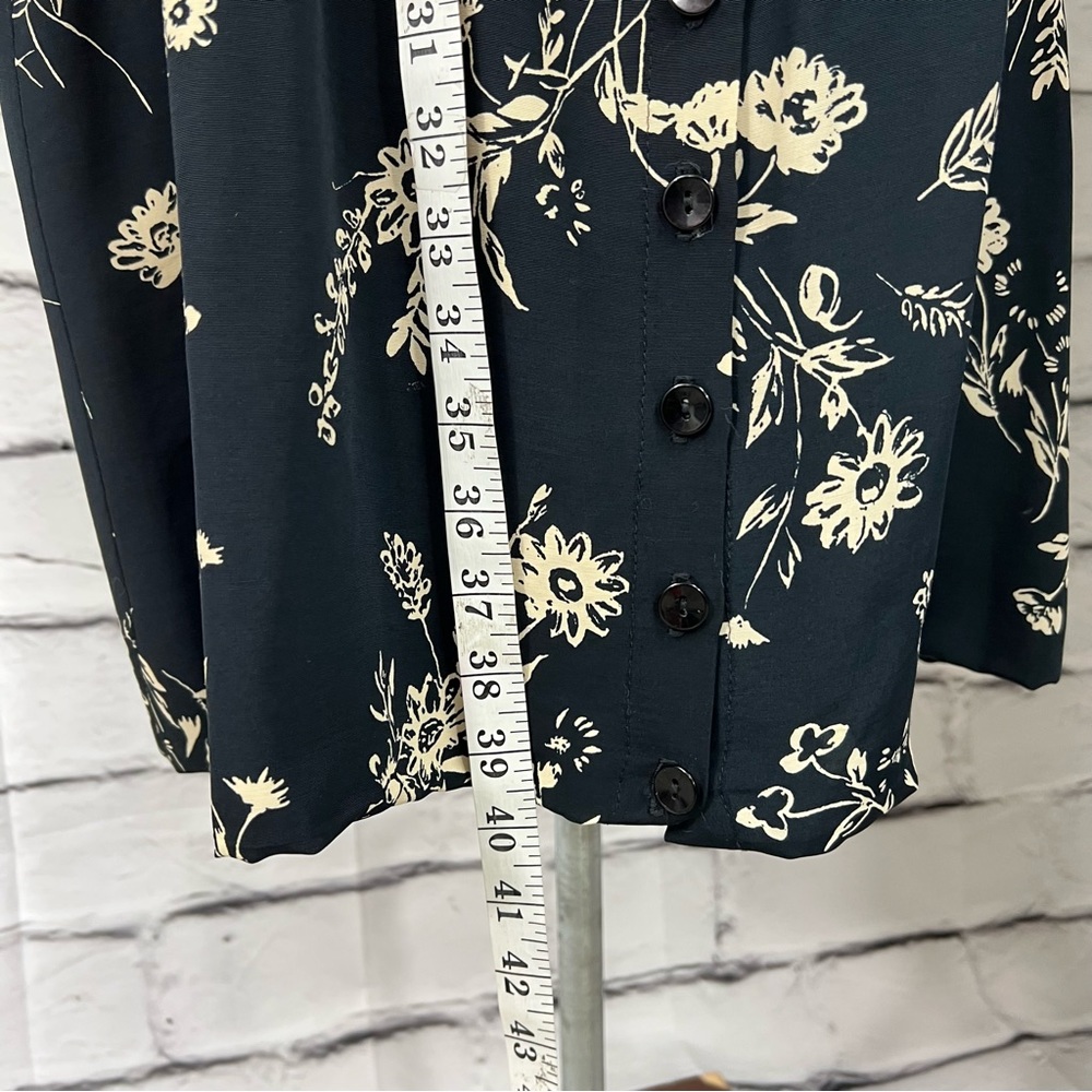 LANE BRYANT Designs & Co Navy & Cream Pleats Short Sleeve Tie Plus Sz 14 Modern - Picture 6 of 9